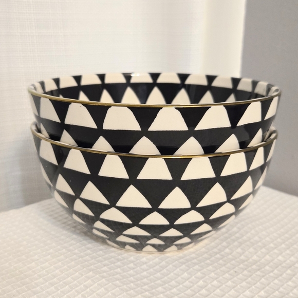 Thyme & Table Medallion Bowls Houndstooth Soup Cereal Ice Cream Set of 2 - Picture 4 of 8